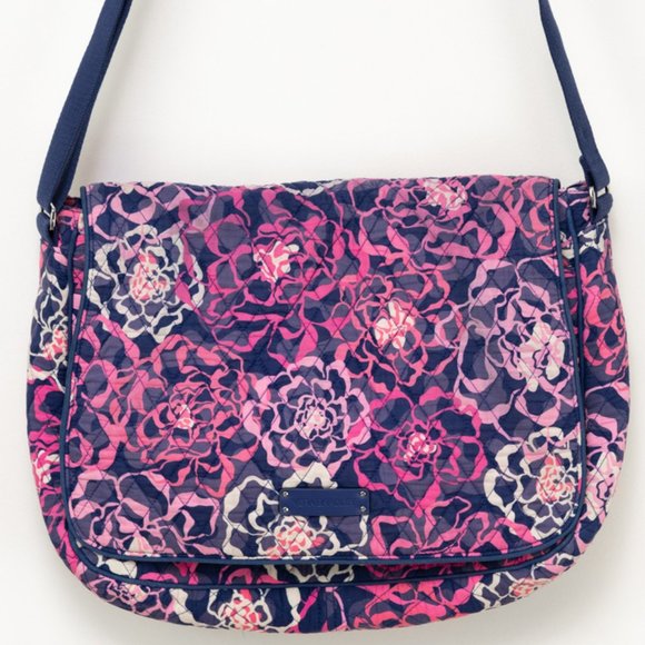 Vera Bradley Handbags - Vera Bradley Messenger Bag Colorful Crossbody Floral Laptop Katalina Pink Purple
